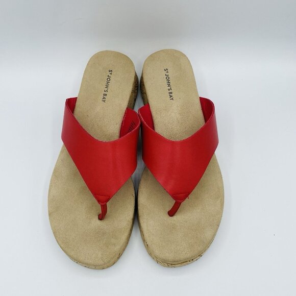 ST Johns Bay Sandals Womens Size 7M Red Salden Platform Comfort Thong Flip Flops - Picture 5 of 11